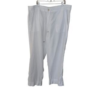 Lauren Ralph Lauren White Linen Wide Leg Pants Size 18W